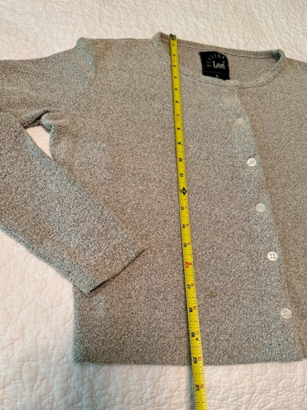 Vintage Lee Riveted Gray Button‑Front Sweater – Size Small – Made in Israel - Picture 2 of 11